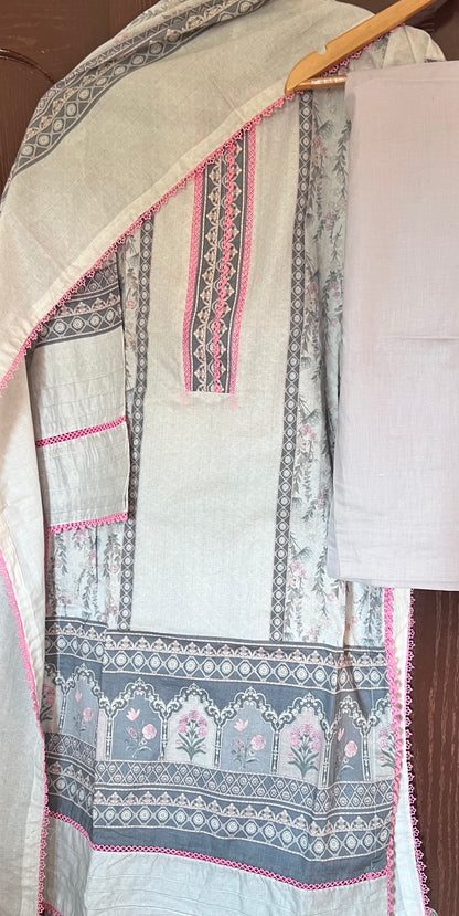 Printed Cotton Salwar kameez with dupatta and pant