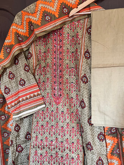 Pakistani cotton salwar kameez with sequins work