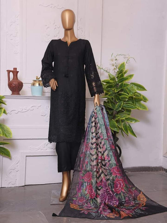 Elegant Noir: Sadabahar Chikankari Formal Lawn 3-Piece Set