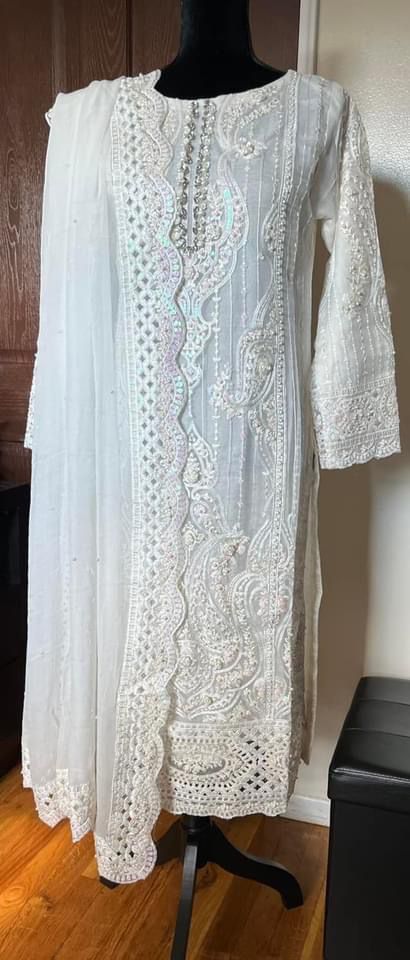 Enigmatic Aura: Maria B's Embroidered Organza Party Ensemble