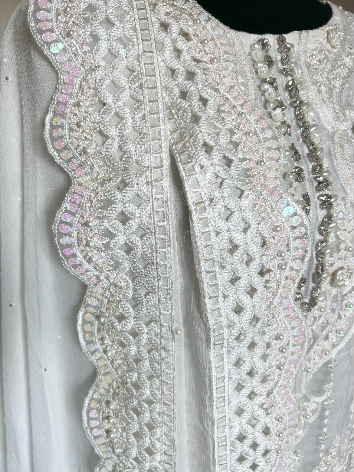 Enigmatic Aura: Maria B's Embroidered Organza Party Ensemble