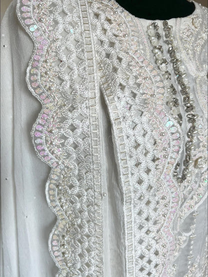 Enigmatic Aura: Maria B's Embroidered Organza Party Ensemble