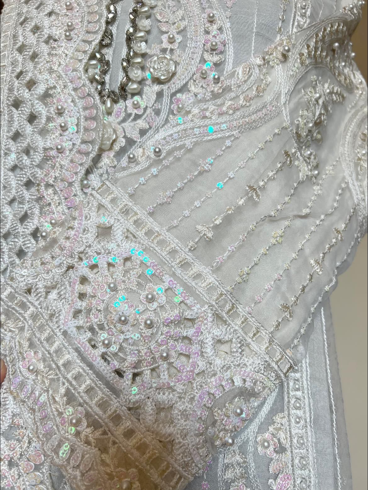 Enigmatic Aura: Maria B's Embroidered Organza Party Ensemble